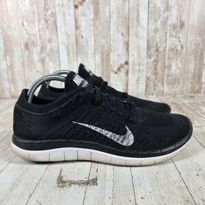 Nike Free 4.0 Flyknit Womens Running Shoes Black White 631053-001 Size 9